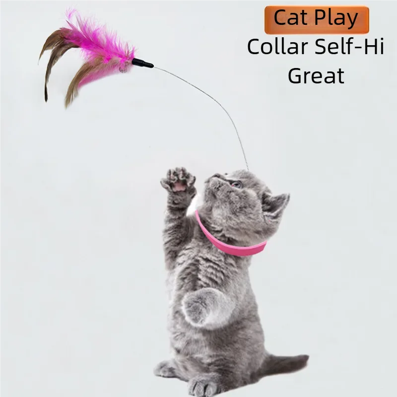 Neues interaktives Katzen-Teaser-Halsband-Spielzeug, Selbstunterhaltung mit Federglocke, Heimtierbedarf für Katzen, Kätzchen