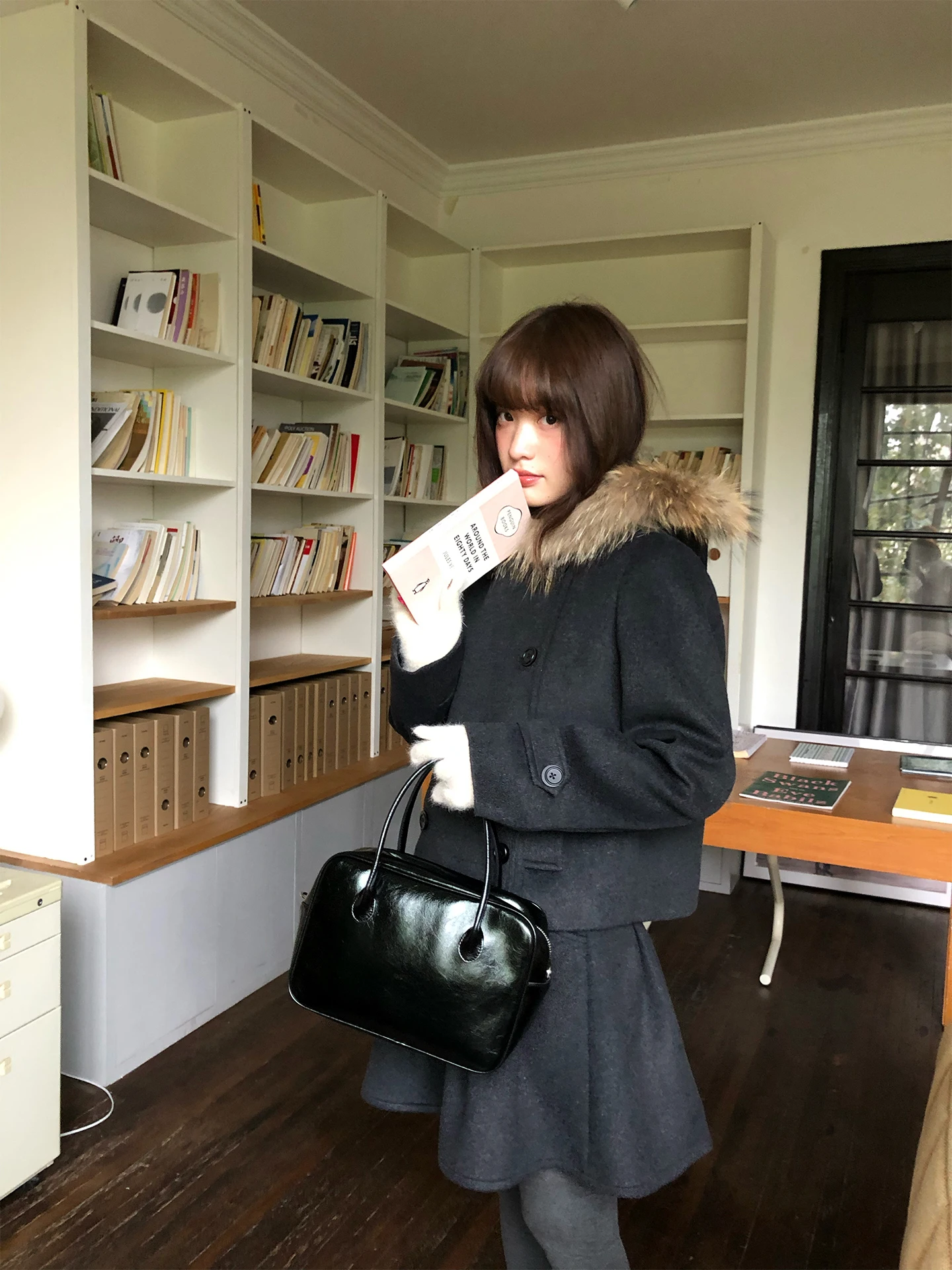 

Шерстяное пальто Deep ey с отстегивающимся меховым воротником и комплектом юбок в японском стиле, эксклюзивно онлайн