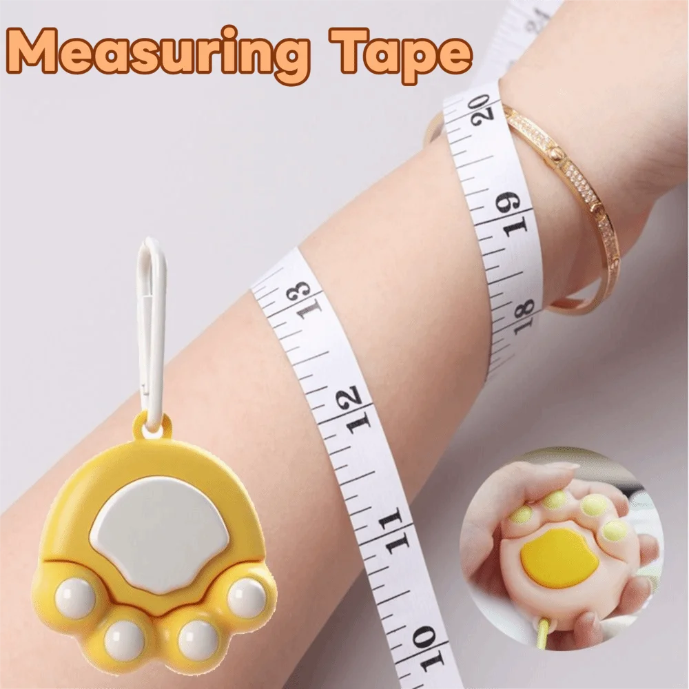 Cartoon Design Cat Claw Measuring Tape Lovely Appearance Double Scale Cloth Gauging Tools Multi-functional 4 Rotating Beads