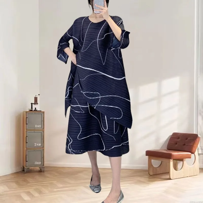 

Miyake плиссированная юбка, комплект Art Line, осень 2022, новинка, женская свободная модная плиссированная юбка, полуюбка, комплект из двух предметов, женская одежда