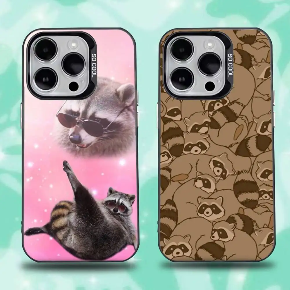

Cute Raccoon Phone Case For iPhone 16,15,14,13,12,11,Pro,Max,Plus,Mini,XS,SE Anti Fall Black Matte Hard Bumper