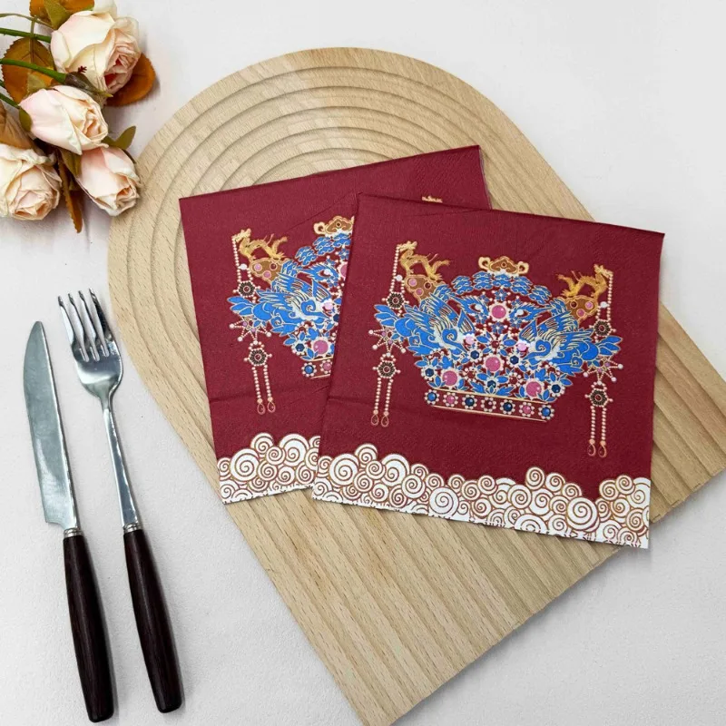 10/20 шт. 33 см 2-слойные салфетки в китайском стиле с принтом короны Феникса, хит продаж, украшения для вечеринки, салфетки, бумага для декупажа «сделай сам»