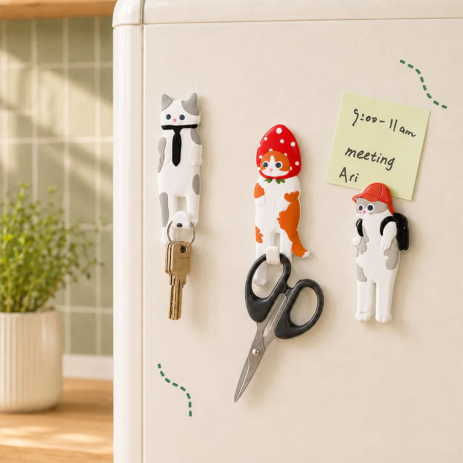 Cat's Used Magnetic Hook Original Design Creatspecially Cat-Themed Magnet Sticky Wall Hook for Bathroom Kitchen Office Bedside