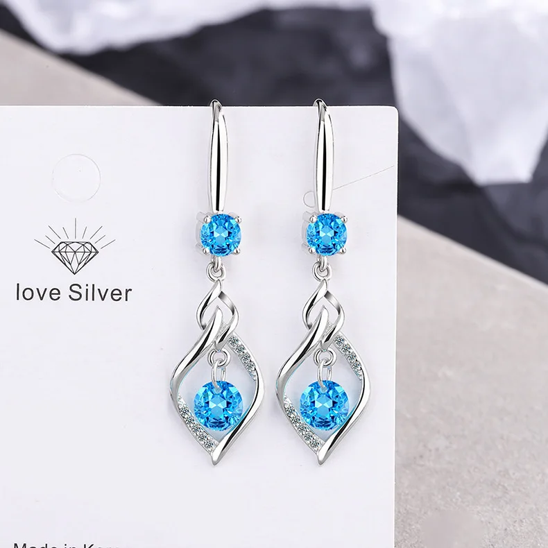 

925 Silver Earrings Small Fresh And Sweet Pink Zircon Hollow Geometric Earrings Are Cute Gifts For Girls