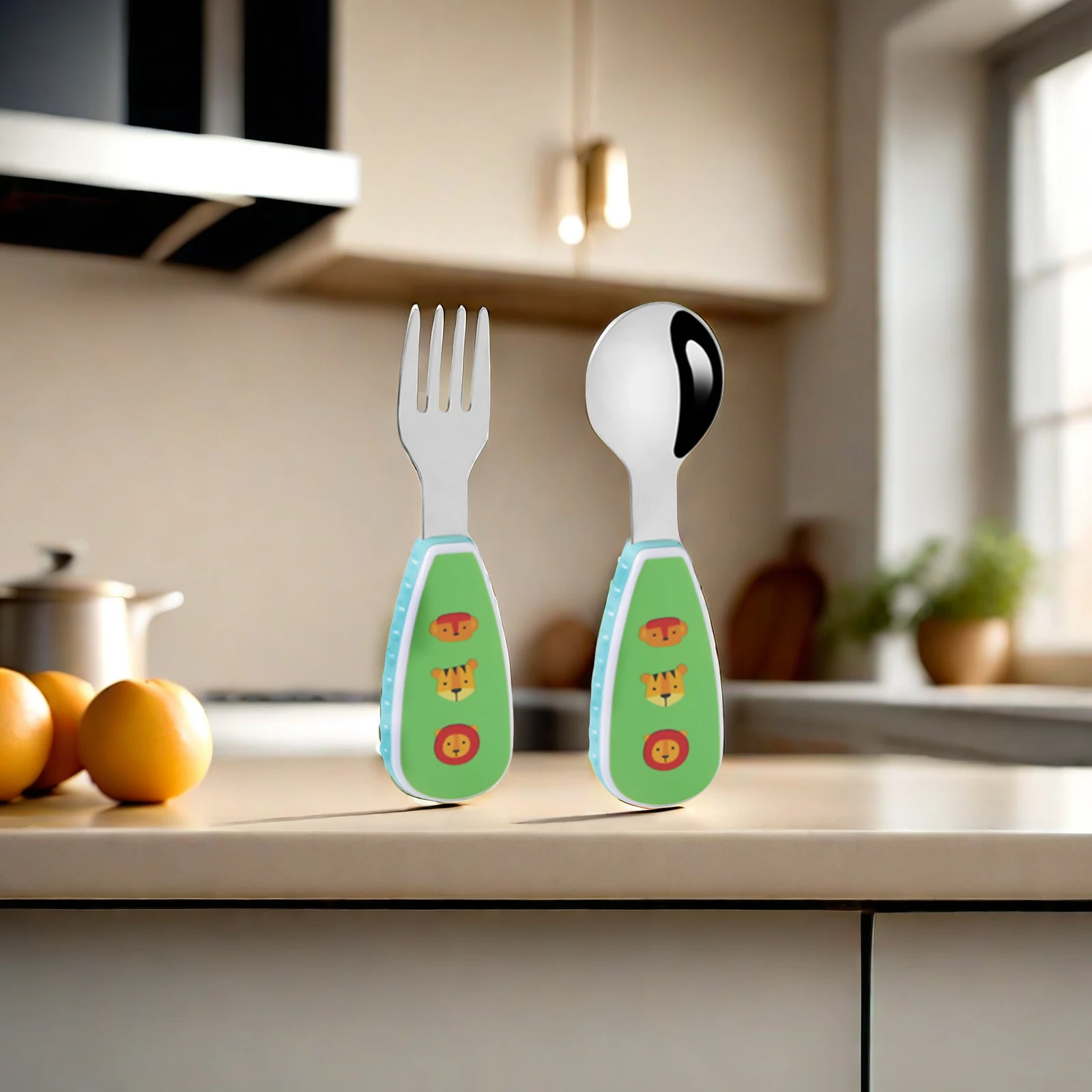 Cartoon Children's Spoon Fork Convenient to Hold Practical Self-Feeding Utensils Suitable for Birthday Holiday Present