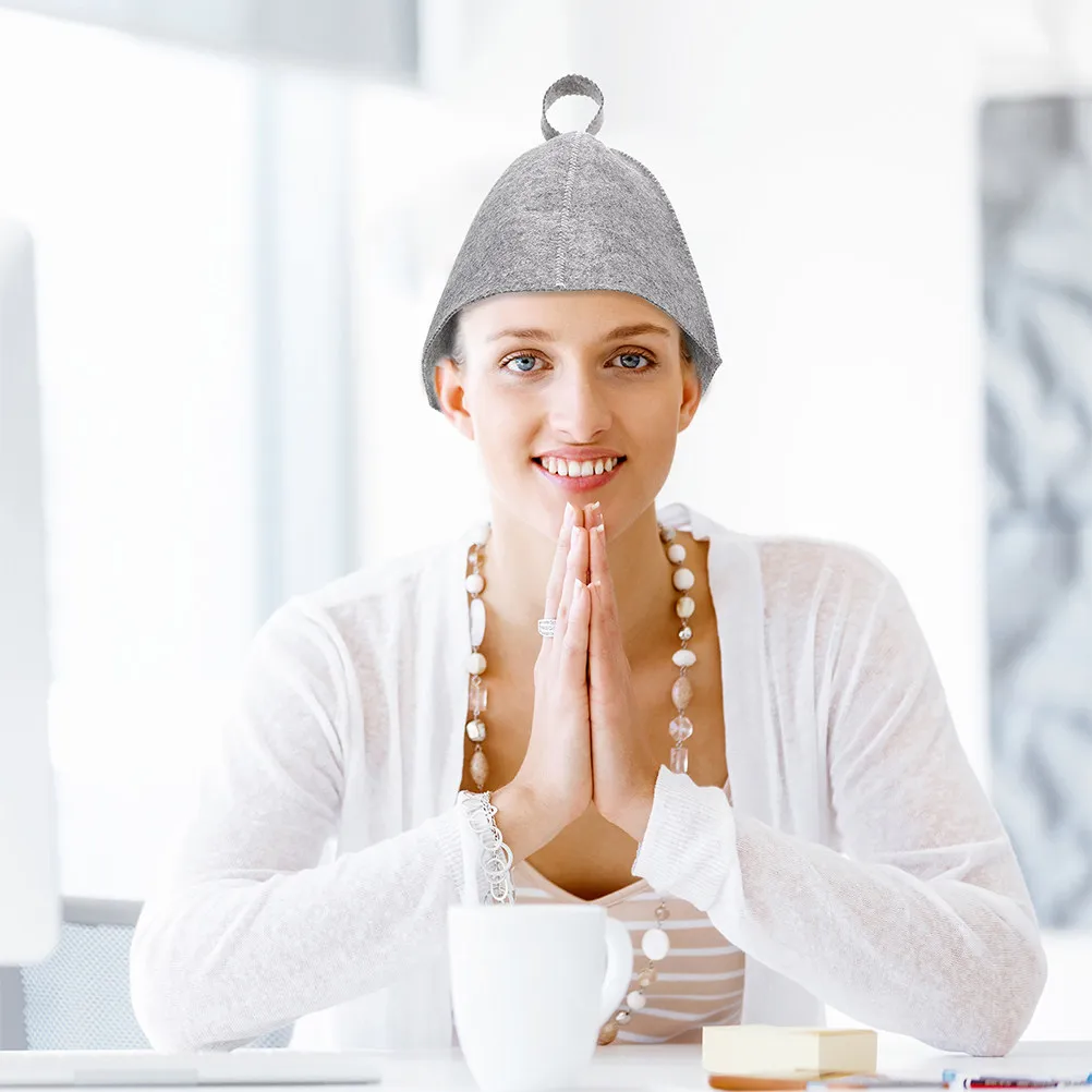 

2Pcs Sauna Bath Hat Thickened Felt Head Cover Protective Cap for Natural Braids Curly Hair Sauna Accessories Felt Hat