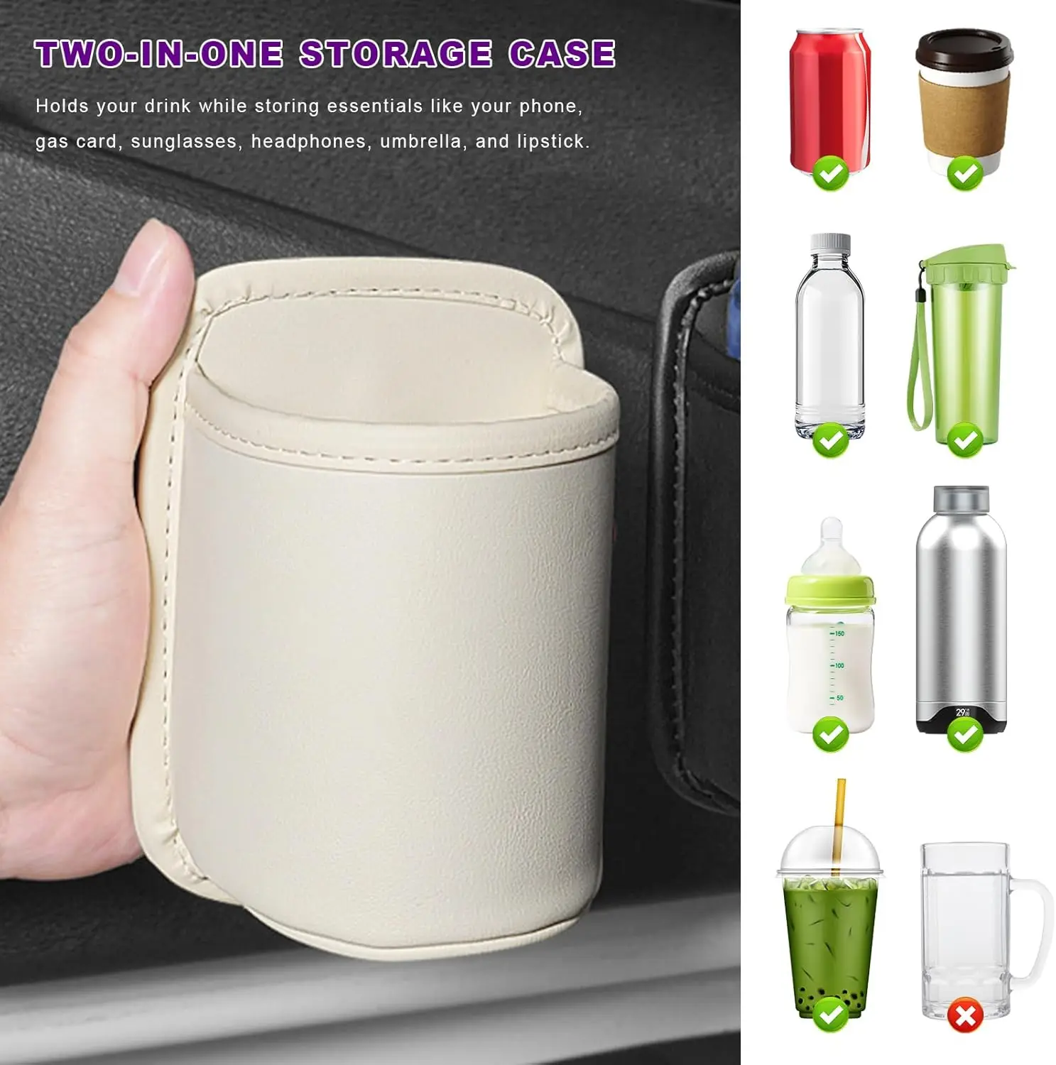 Suporte Universal para Copos de Carro com Clipe Traseiro, Caixa Organizadora de Bebidas para Encosto de Banco de Carro, Compartimento de Armazenamento para Copos de Água