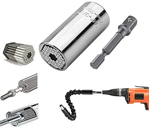 2 pcs Flexible Shaft Extension with Universal Socket Wrench and Screwdriver Extension Bits, for Home Improvement