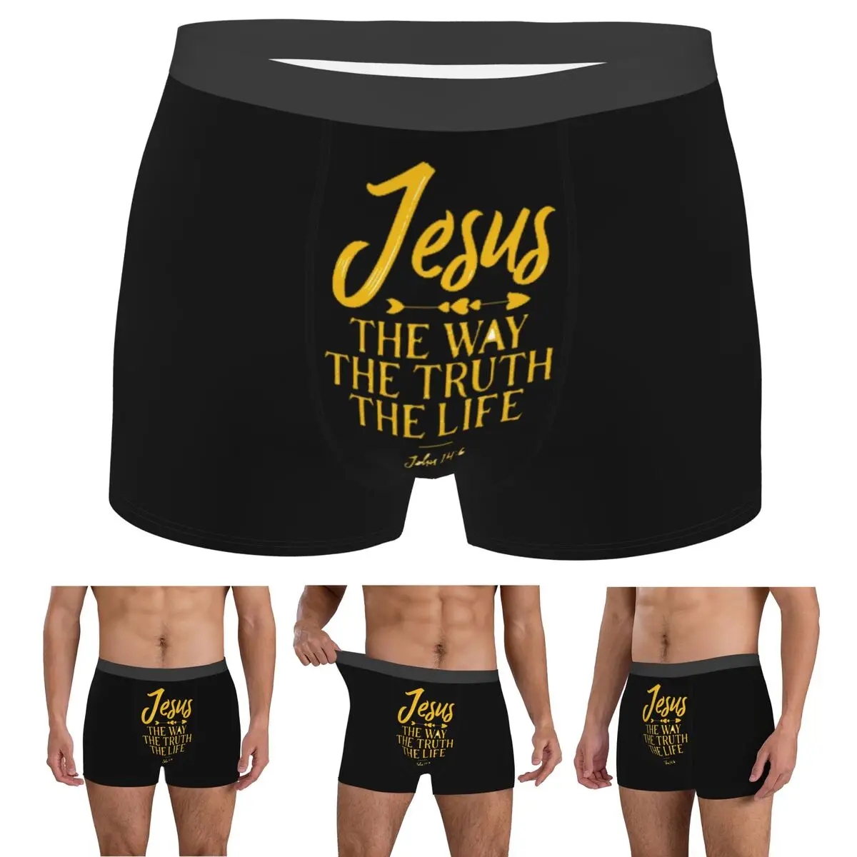 

Boxer Underpants Shorts John 14 6 Jesus The Way Truth And Life Panties Men's Breathable Underwear for Homme Man Boyfriend Gift