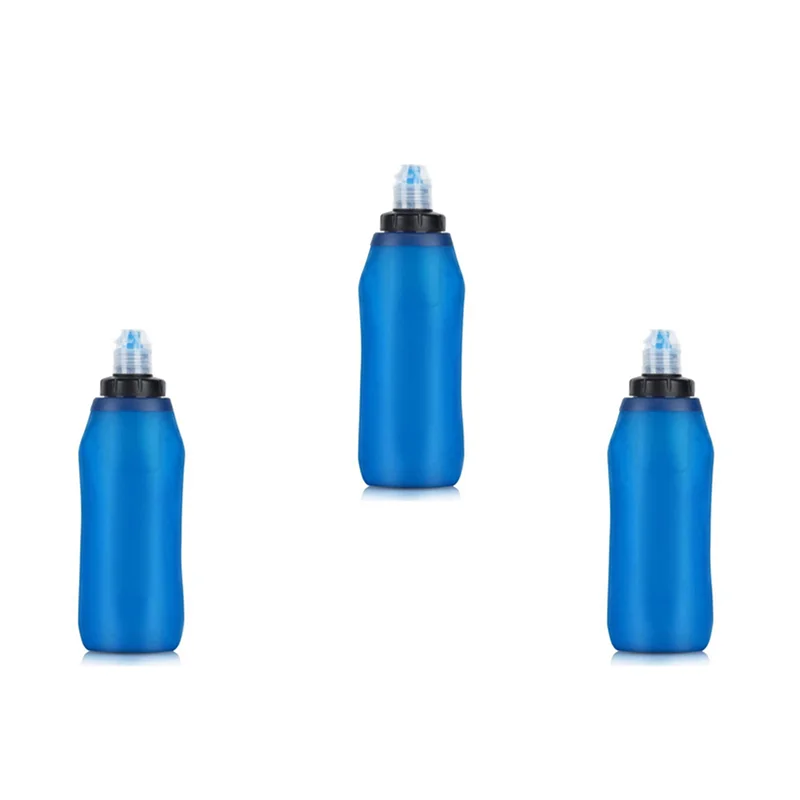 3 Buah 500Ml Botol Filter Air Sedotan Filter Air Lipat Lembut Tas Tersaring Luar Ruangan untuk Olahraga Berkemah Mendaki Cycling-B60B
