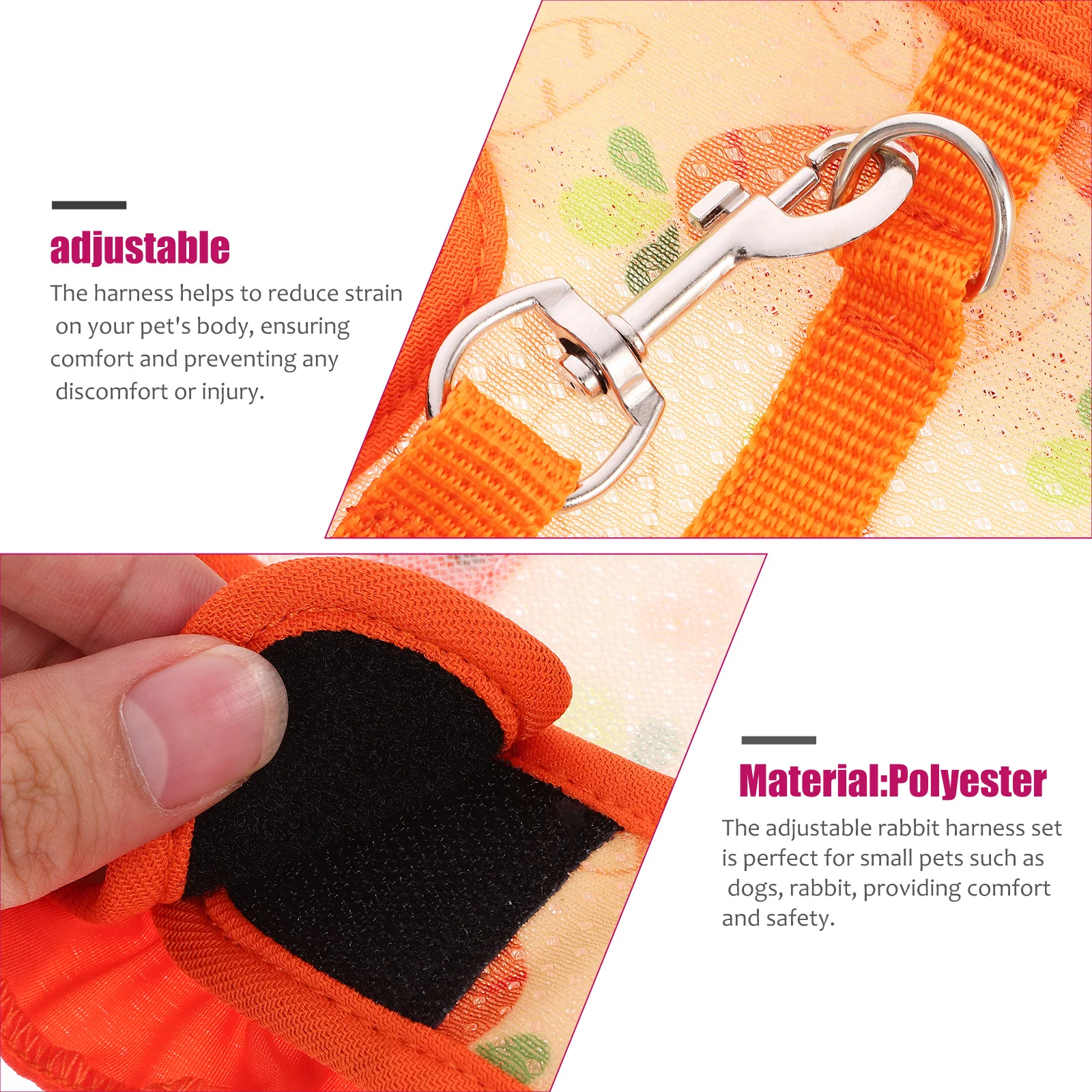 

1Set Adjustable Rabbit Harness and Leash Set Comfortable Bunny Vest Small Pet Harness Outdoor Walking Rope Rabbit Leash Kit