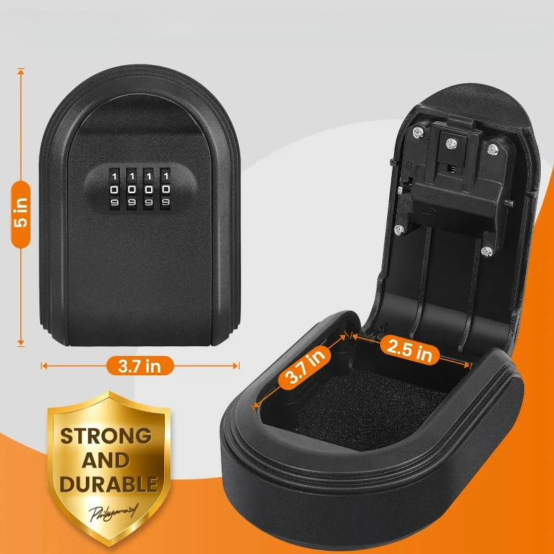 Magnetic Key Box Hider Under Car with 4 Digit Combination with Strong Magnet Lock Box Hide Key Outdoors Waterproof with Signal
