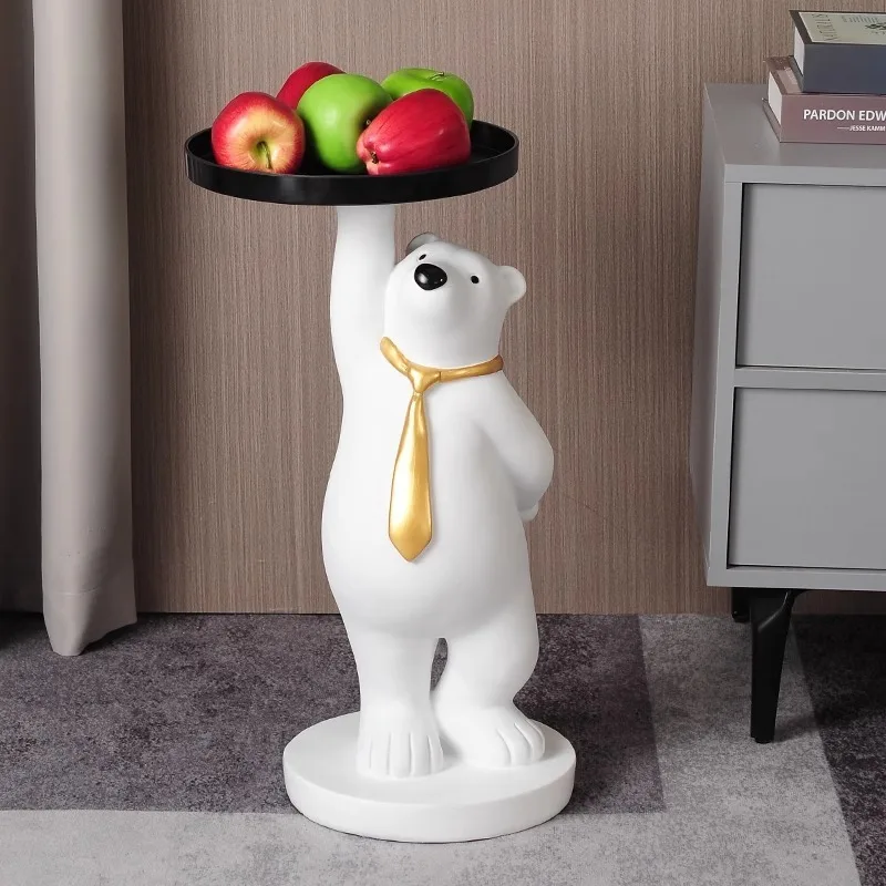 AOLIVIYA Tea Coffee Table Nightstand Storage Rack Sofa Corner Side End Stand Polar Bear Tray Ornament Gift Home