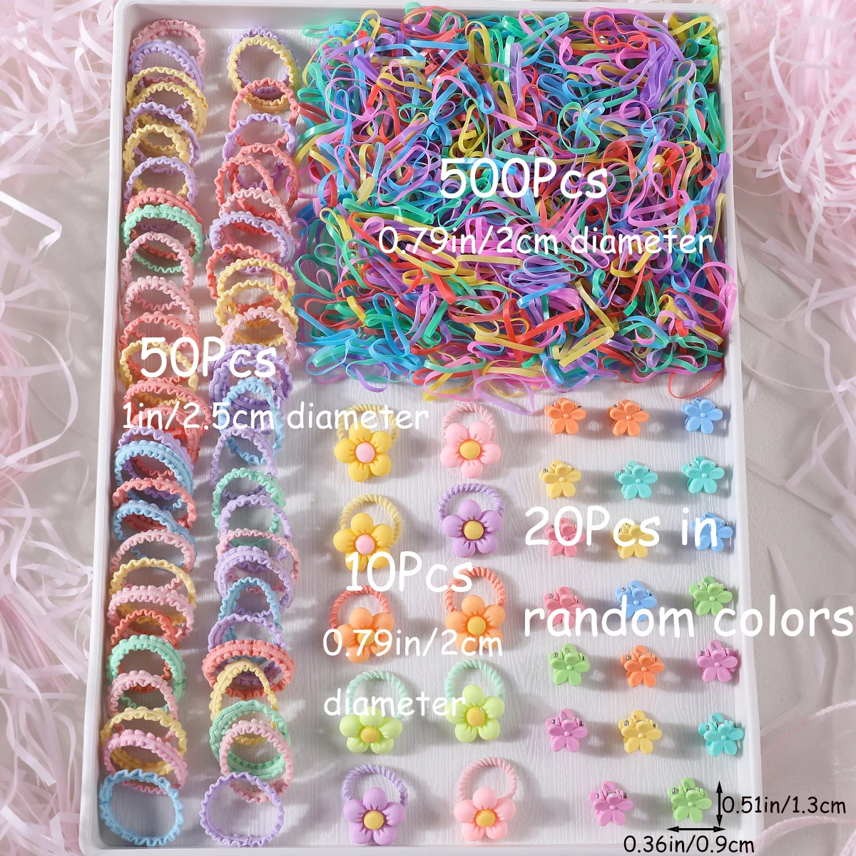 580Pcs Hair Accessories Set for Girls Candy Colors Elastic Hair Ties Children Ponytail Holders Rubber Band Baby Cute Headband