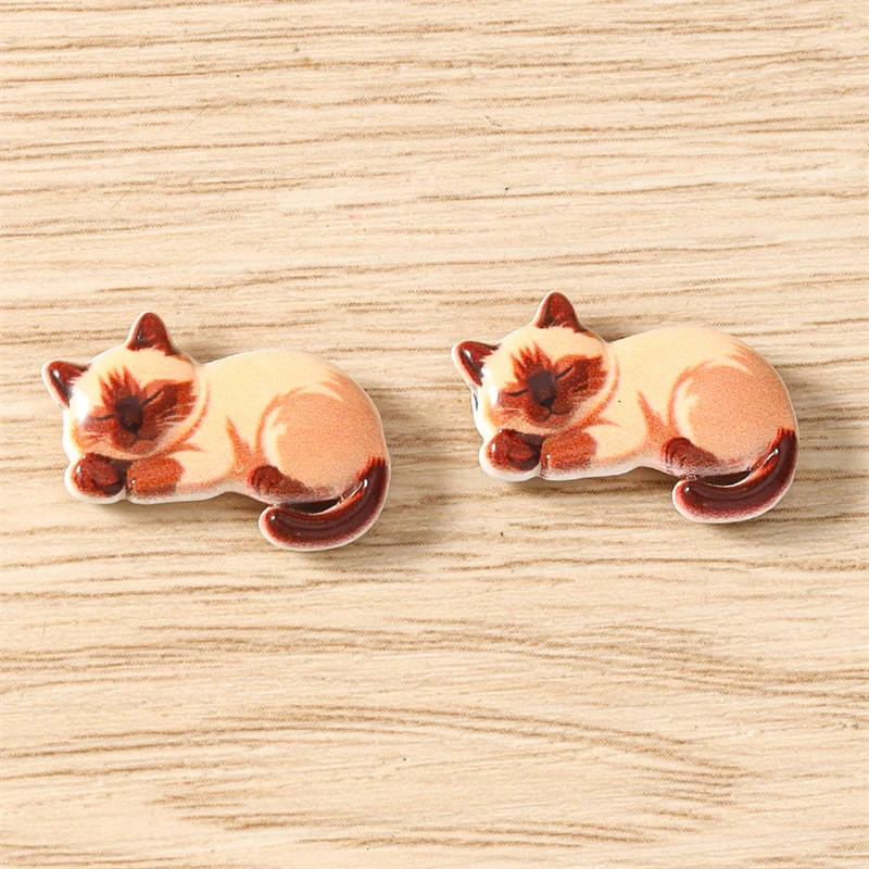 5 Stück 18x11mm Cartoon-Tier-Katzen-Abstandshalter, lose Anhängerperlen für die Schmuckherstellung, DIY handgemachte Armbänder, Halsketten, Bastelzubehör – Detail 5