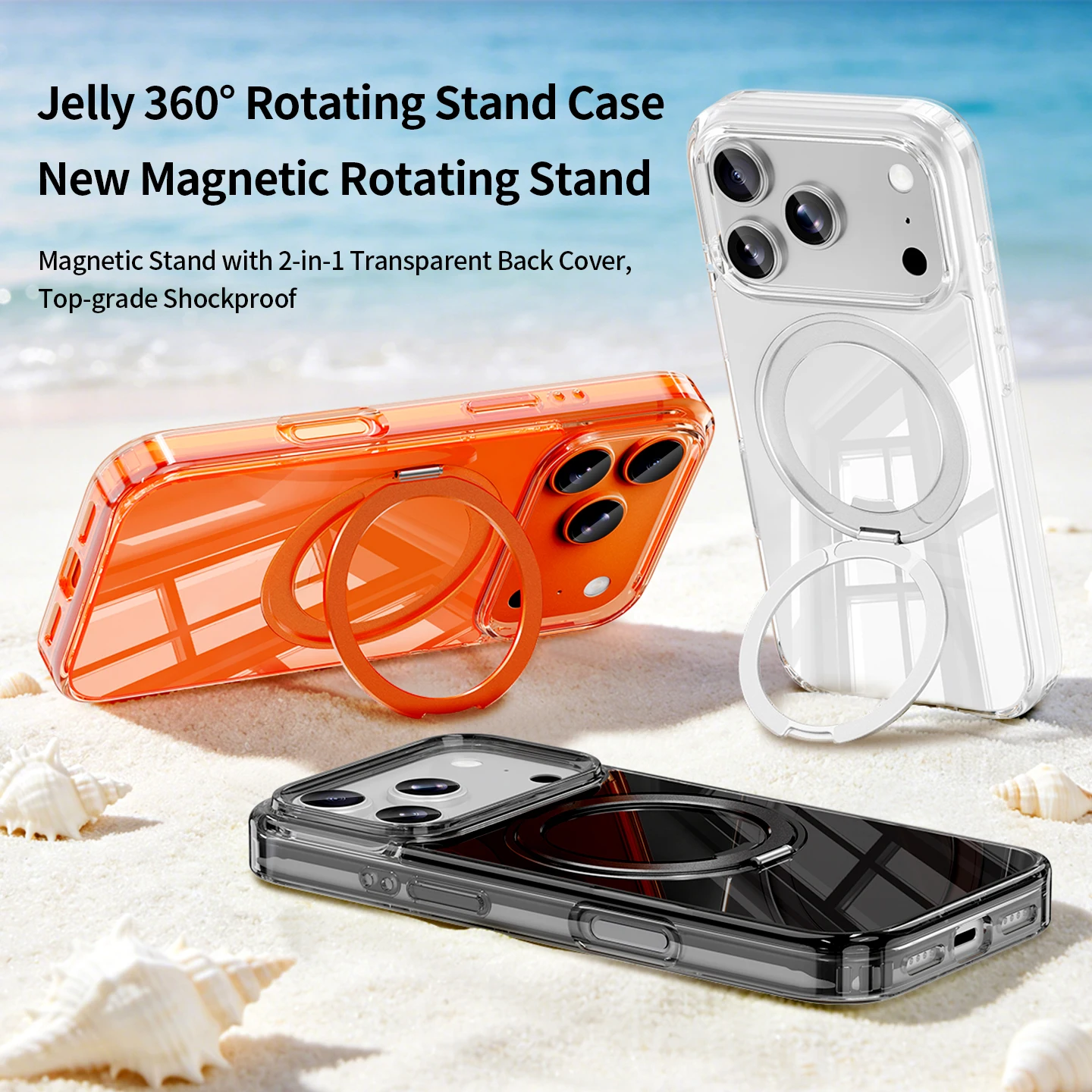 

360° Rotating Holder Magnetic Phone Case For Iphone 16 17 Pro Max Stand Shell Solid Color Back Panel Phone Cover For Magsafe