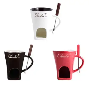 Caneca de fondue com garfo xícara de café caneca de derretimento pote de derretimento de manteiga pote quente de doces para 10 principais vendas vidro derretido - №4