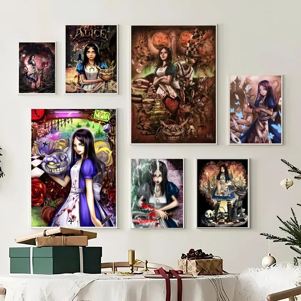 1PC Alice：Madness Returns Retro Print Poster Paper Waterproof HD Sticker Bedroom Entrance Home Living Room Bar Wall Decoration