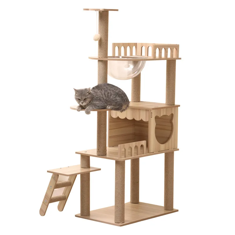 Cat climbing frame wooden large non-occupying wear-resistant multi-storey space capsule cat villa