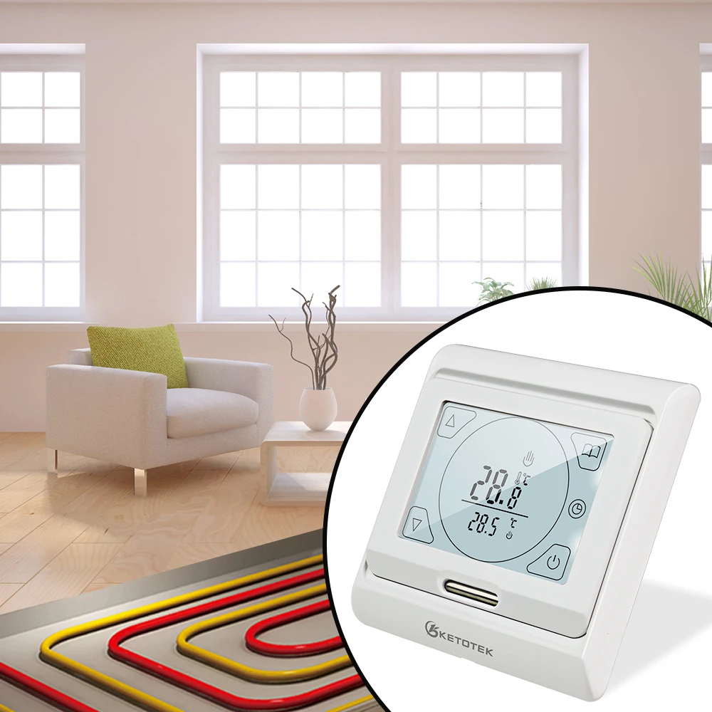 16A Touch Screen Weekly Programmable Thermostat Electric Floor Heating Thermostat Temperature Controller Regulator
