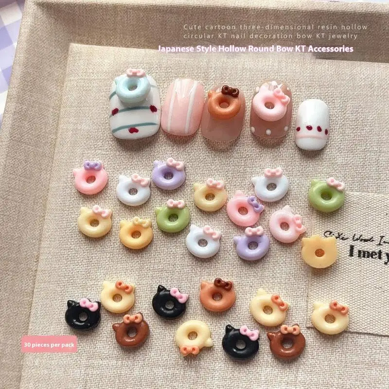 30 stuks mix cartoon donut vorm nail art decoratie nagel charme stickers manicure nagelsalon accessoires