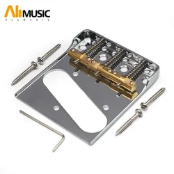 Dual Load Guitar Bridge with Cut-down Sides w/Compensated Brass Saddles for TL Guitar Chrome Black Gold