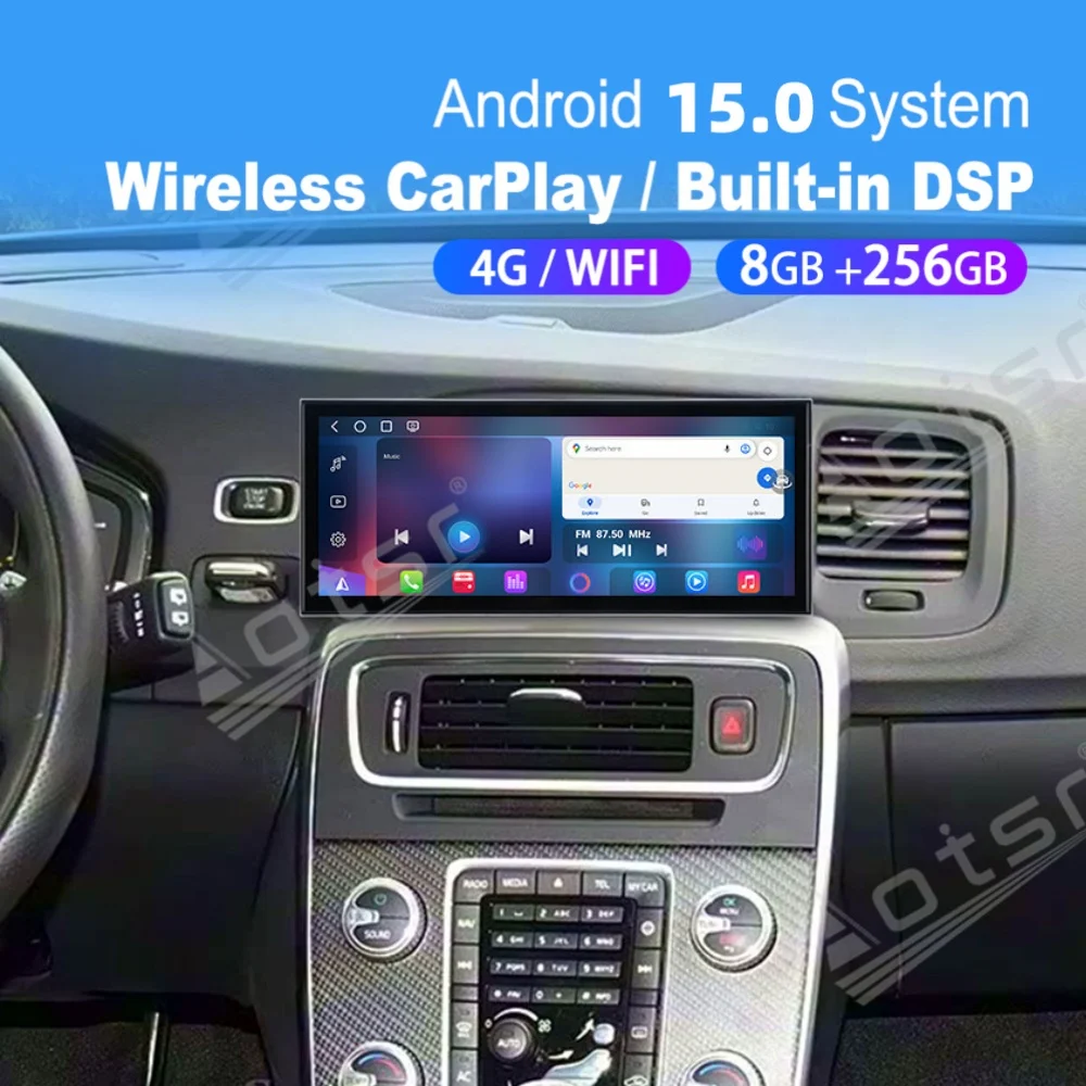 15.8” Android 15 Qualcomm Carplay Car Radio For Volvo V60 2012~2018 Car Autoradio Multimedia Player GPS Navigation Head Unit