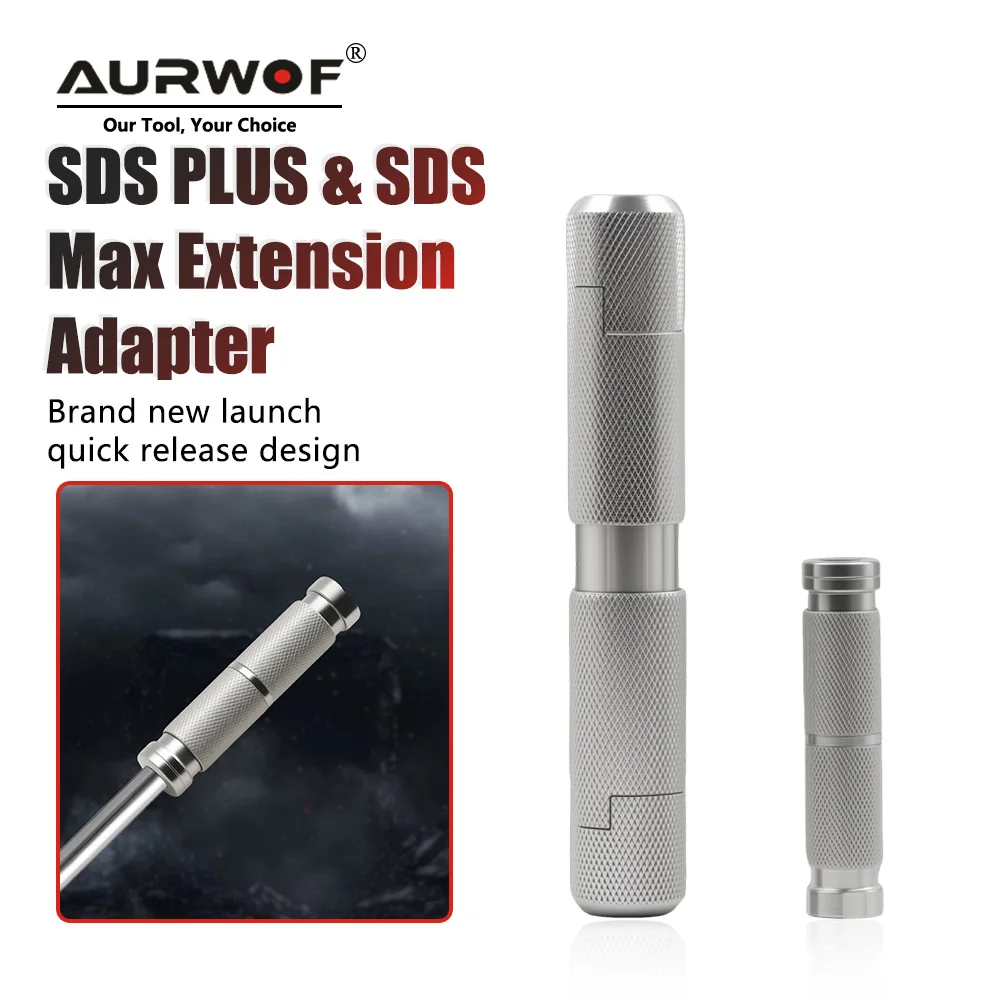 AURWOF 1PC SDS Plus Extension Adapter, Max Extension Rotary Hammer Drill Bit Shank, Power Tool Adapter For Concrete Drilling