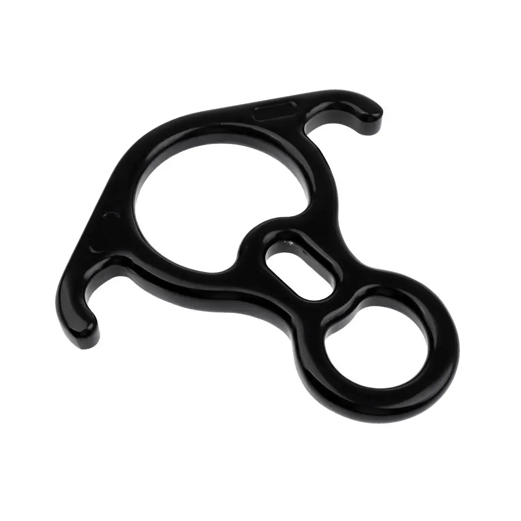 Black Figure 8 Rope Descender Durable Abseil Device for Climbing Rope Access Rescue and Outdoor Construction Safety