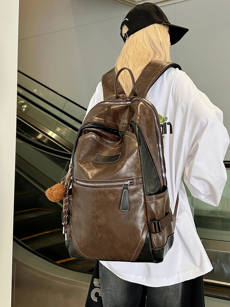 

American Retro Large Capaci Commuter Busin Cuter Bapa Versatile Multi-layer Student Bookbag Soft oulder Strap