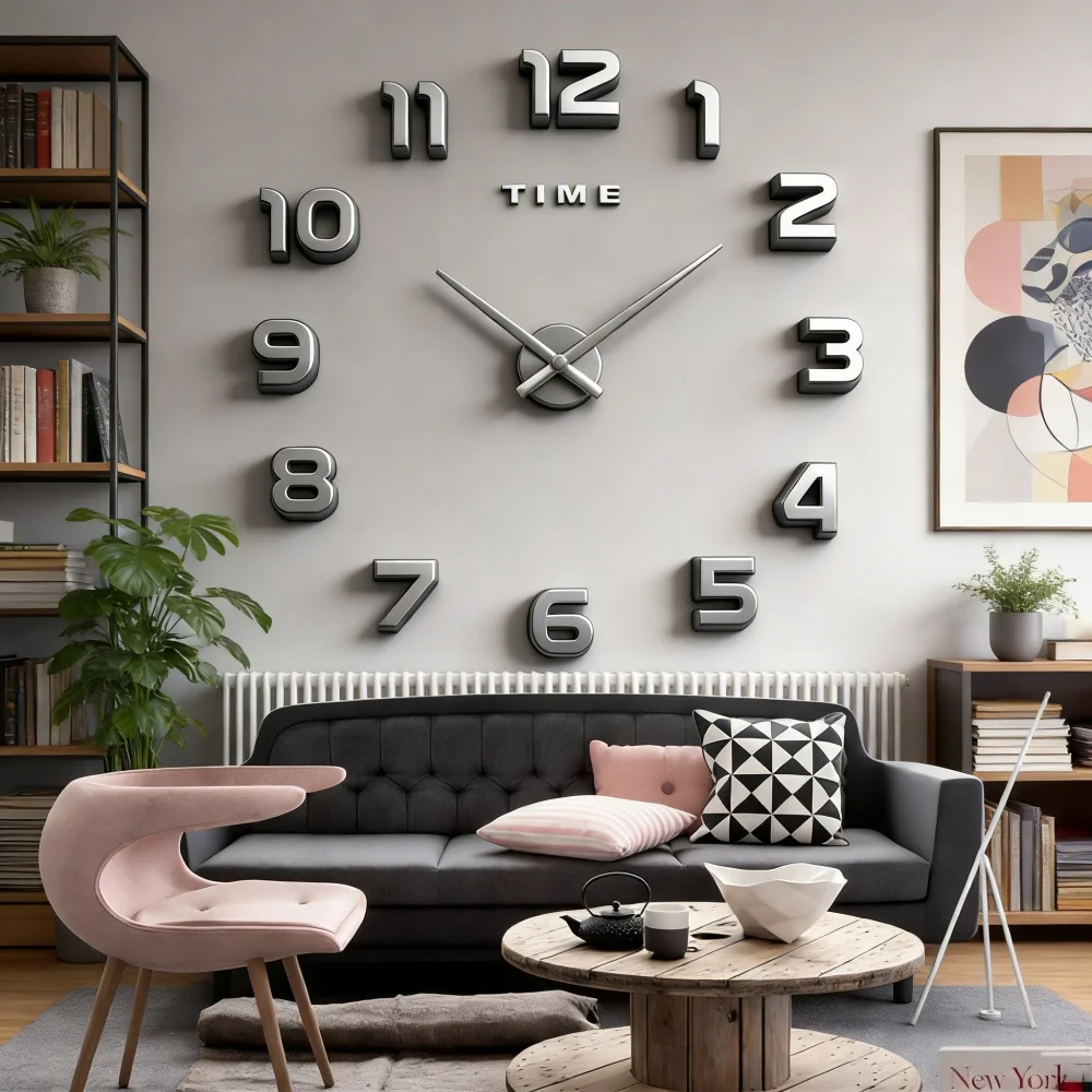 New Modern Design Large Wall Clock 3D DIY Quartz Clocks Fashion Watches Acrylic Mirror Stickers Living Room Home Decor Horloge