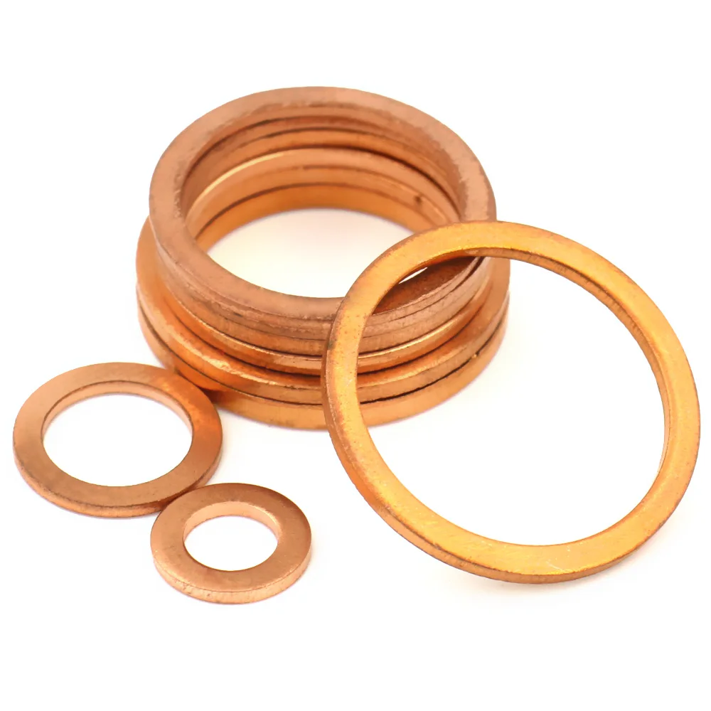 Accesorios de Hardware de sellado de anillo plano, junta de arandela de cobre sólido rojo, tapón de sumidero, accesorios de sellado de aceite,