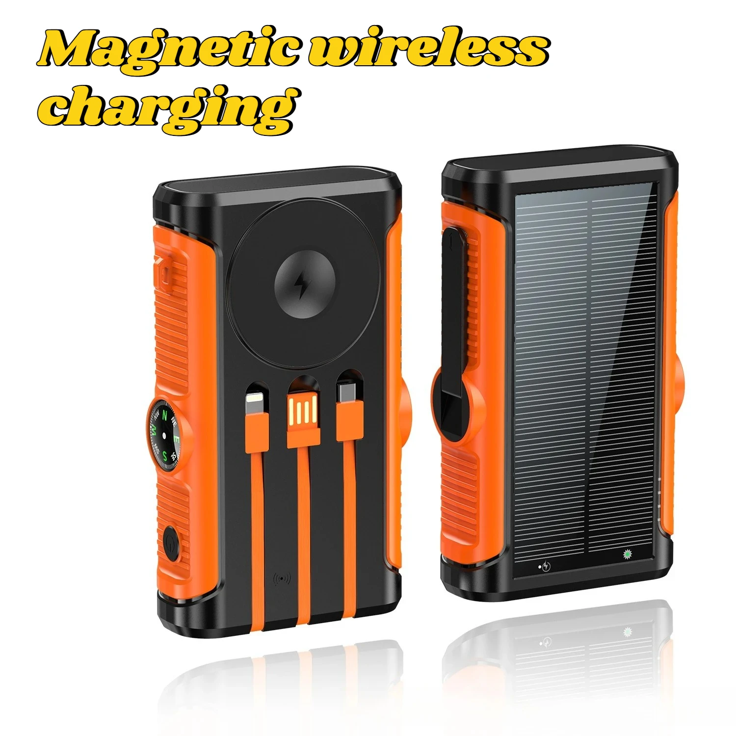 2025 NIEUWE Zonne-energie Bank 20000 mAh 22,5 W Magnetische Draadloze Powerbank Handslinger met Kabel Draagbare Oplader voor Outdoor Camping