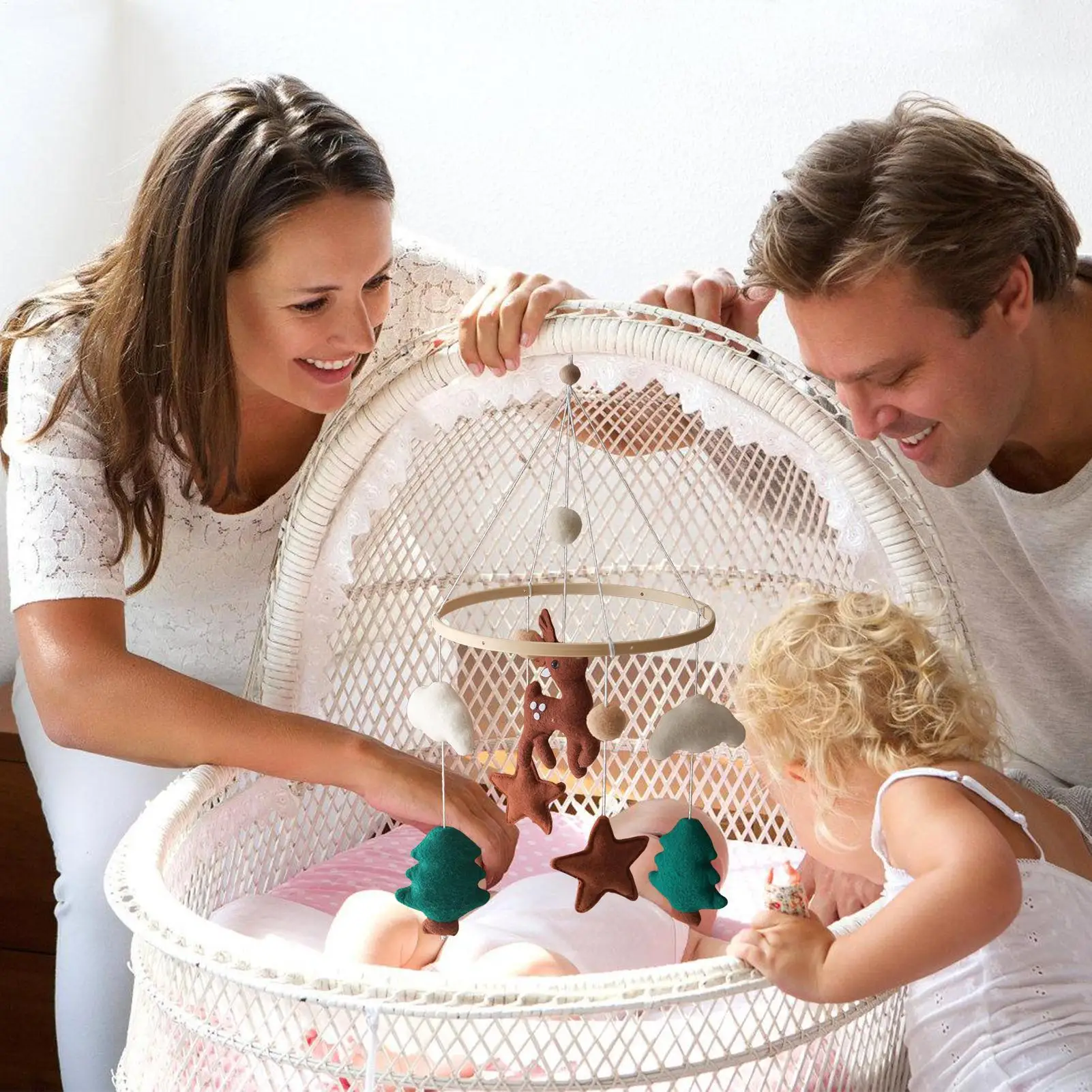 Baby Crib Mobile Rattle Toy For 0-12 Months CartoonBassinet Deer Animal Bed Bell Hanging Sensory Toys Mobile Newbaby Rattle Toy