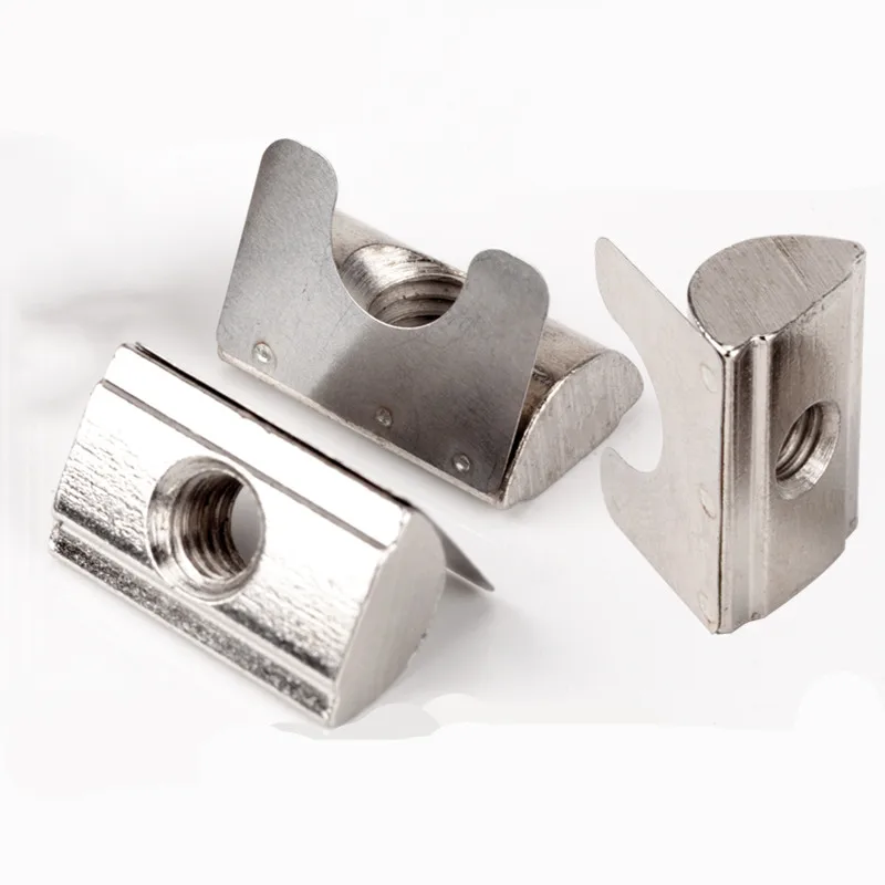 

50pcs M4 M5 M6 M8 Roll-in T Slot Nut with Spring Leaf Elastic Nut Block 30/40 Series Aluminum Profile