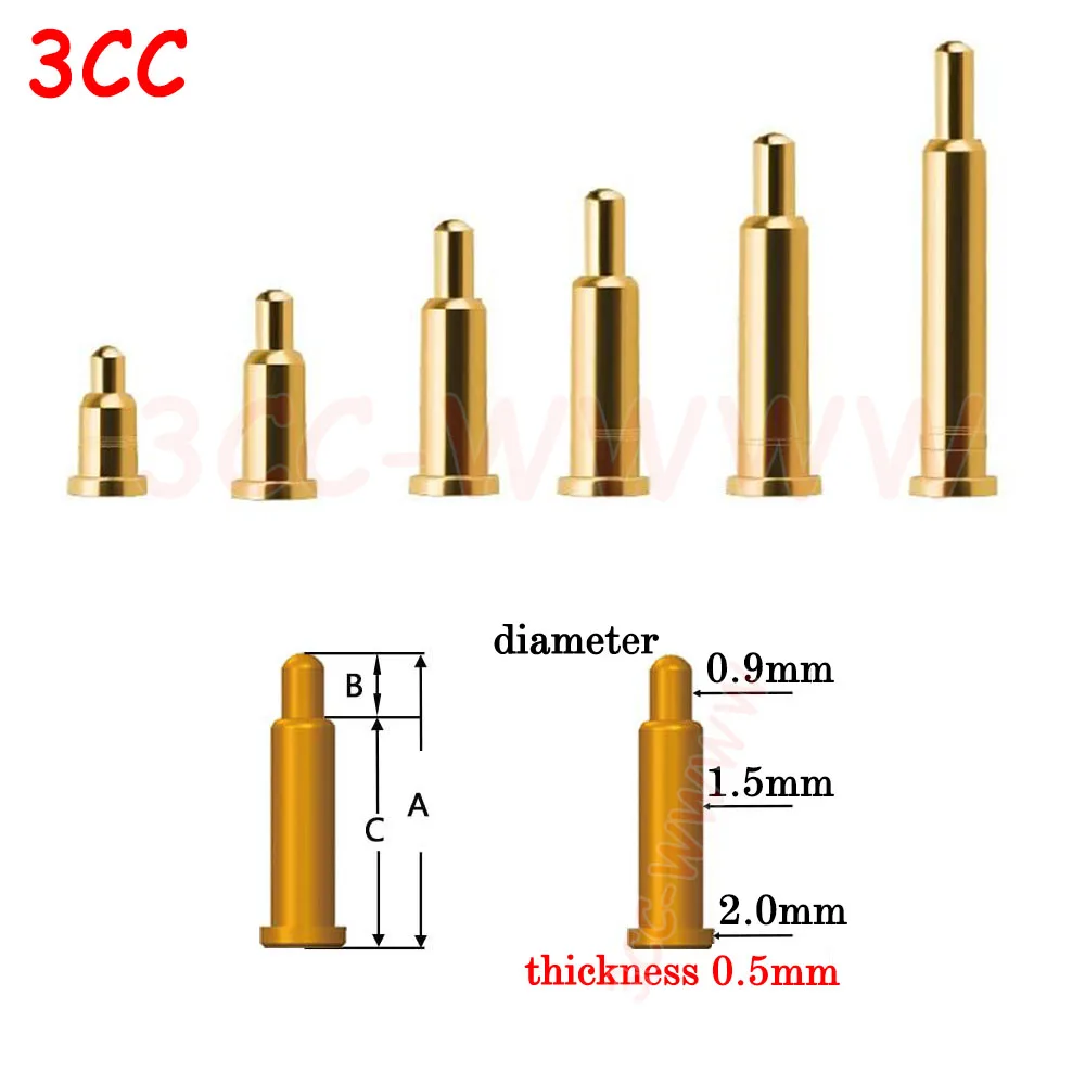 5-100X SMD PCB Pogo Pin Connector Pogopin Battery Spring Loaded Contact Needle H 2 3 4 5 6 7 8.5 9 10 12 13 14 16 MM Sonda testowa