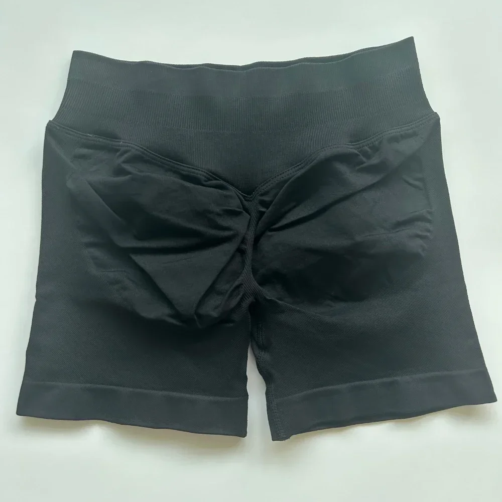 Shorts de impacto com nervuras baixas, shorts de yoga sem costura, treino, academia, espólio, estiramento, corrida, roupas de fitness