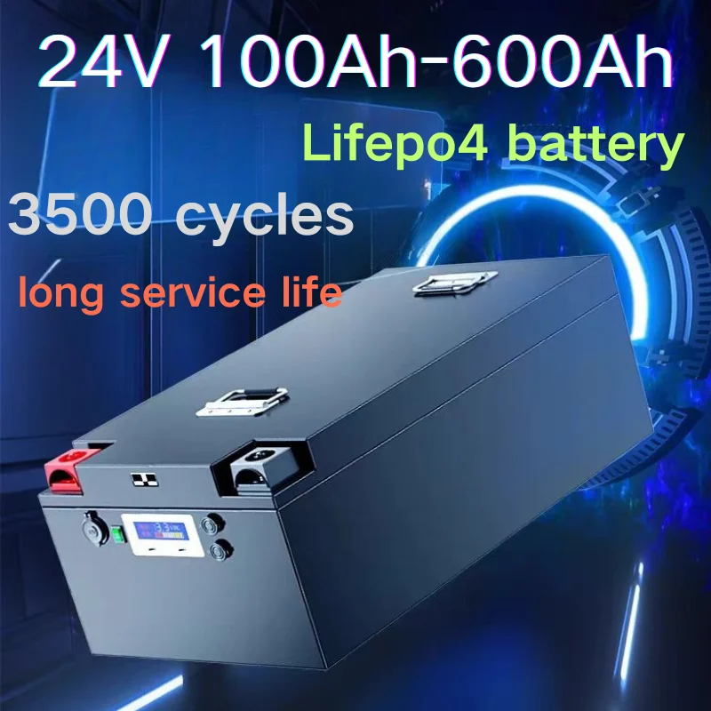 

Lifepo4 24V 100Ah 150Ah 200Ah 300Ah 400Ah 500Ah 600Ah Rechargeable Battery for 2000W Solar System UPS Trolling Motor RV Boat