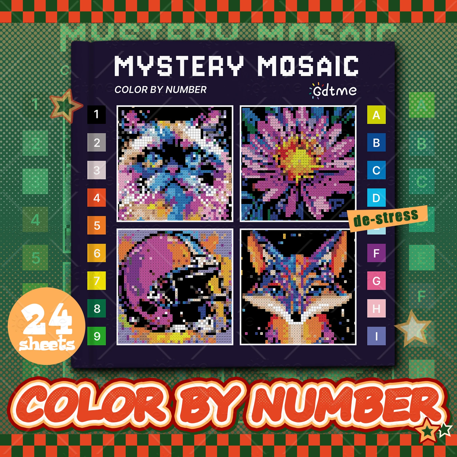 1pc Funny Mystery Mosaics Pixel Animal Coloring Book Relaxation Hand Drawn Book Colorful Graffiti Num Painting Drawing Books