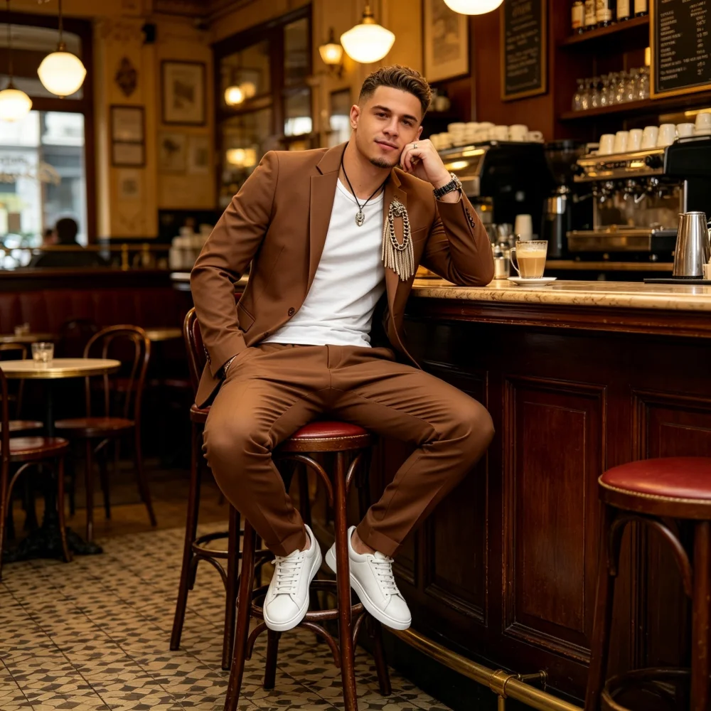 

High-End Men's Business Suit Set Regular Fit Wrinkle-Resistant Breathable Fabric Blazer And Pants Formal All-Season Wear