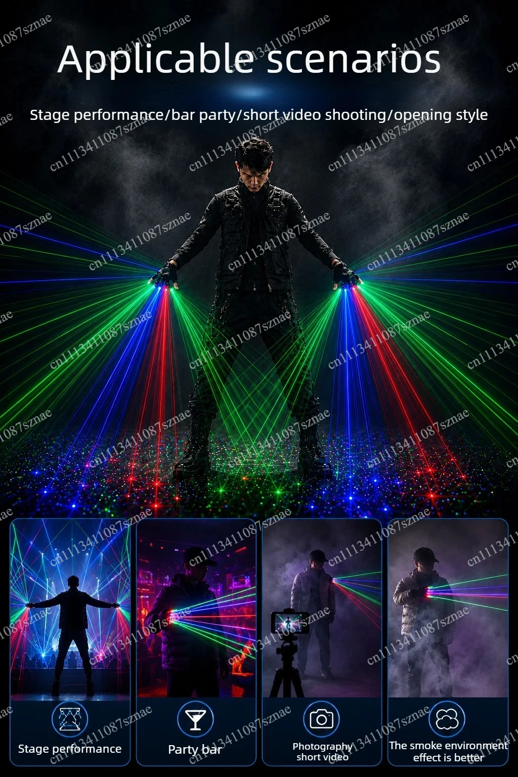 Colorful Laser Glove for Party,RGB LED Light Up Rave Gloves with Multi-Color Laser Beams for DJ Stage,Nightclub Bar Singer Props