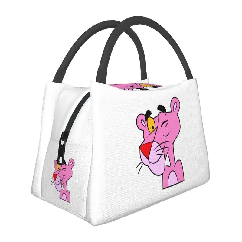 

Leopard Head Cartoon Pink Panther Thermal Insulated Lunch Bag Women Resuable Lunch Tote for Outdoor Multifunction Meal Food Box