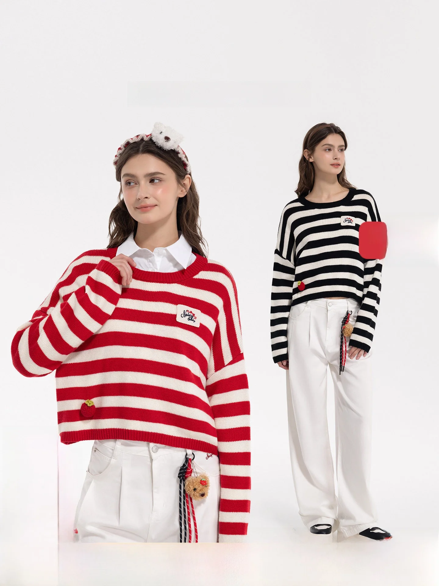 

Faionable Striped Long Sve round Ne Pullover Knitwear Casual Versatile Women's Sle Noisy Teddy 2026 Spring New Arrival