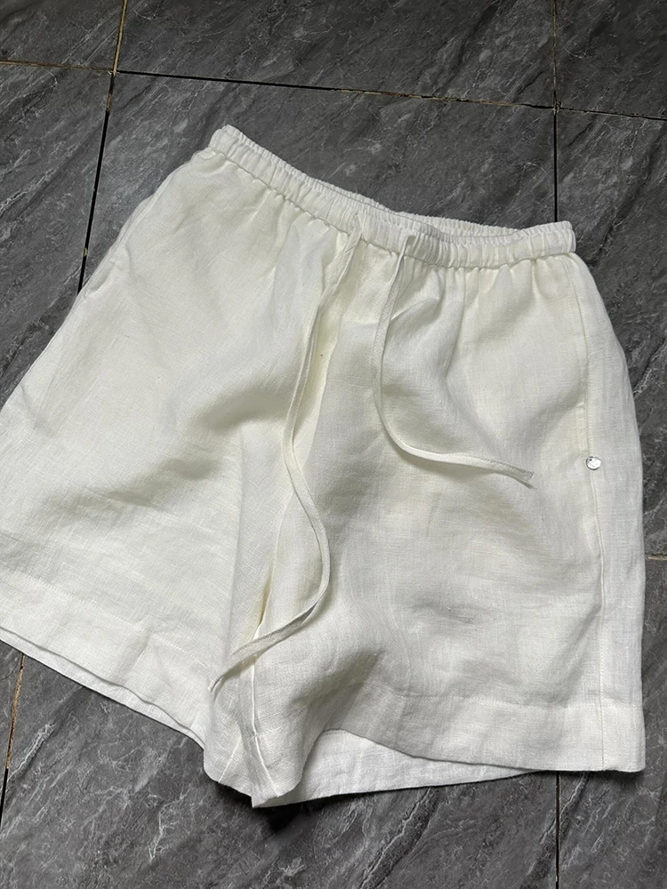 

Рекомендованные Эмили Клуд льняные спортивные широкие брюки-кюлоты для женщин, летние, с эластичным поясом и завязками, А-силуэт, длина до колена