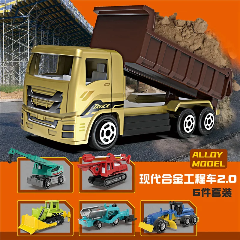 1:64 Alloy New Engineering Vehicle Model Set Heavy Truck Drilling Rig Crane Model