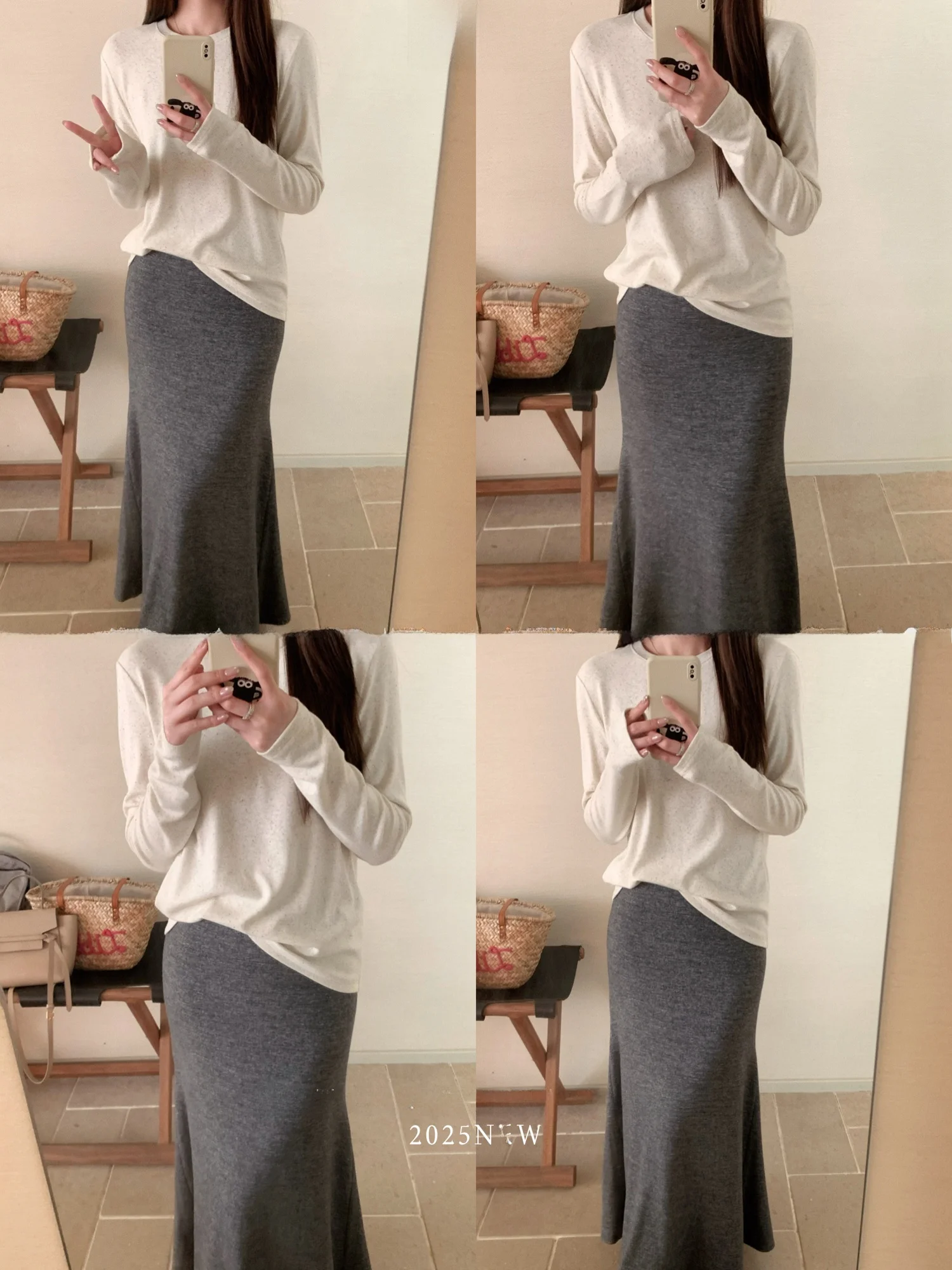 

Libby Long Sve round Ne Casual Loose Women's T-irt Comfortable Sea Salt Cheese Floral Print Top for Ladies