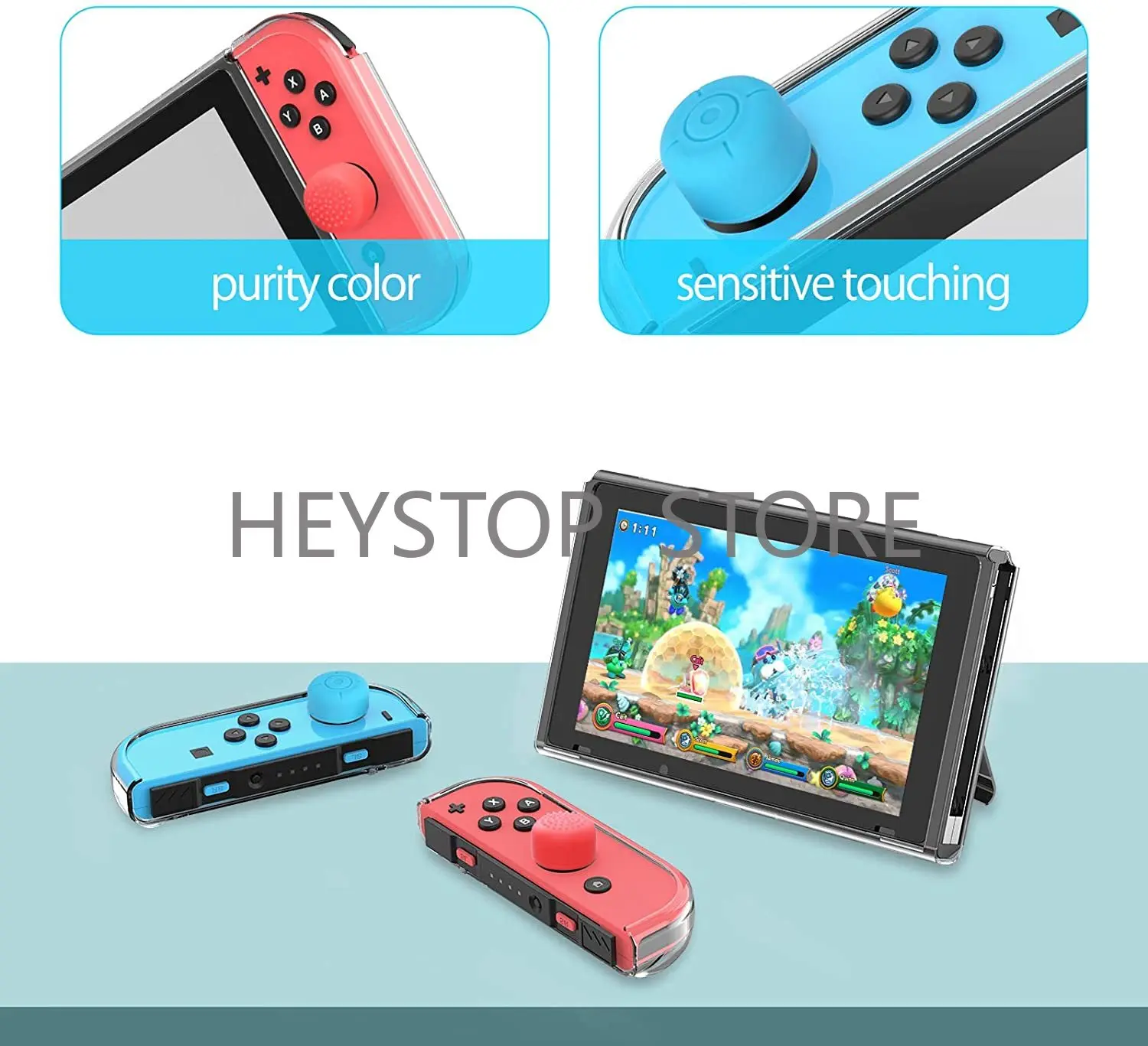 Caso heystop compatível com nintendo switch capa protetora clara dockable para nintendo switch e controlador joy-con