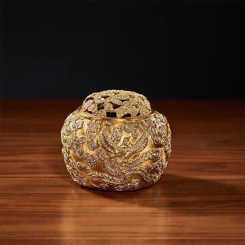 European high-quality traditional porch gifts French retro luxury brass metal with lid portable incense burner decoration