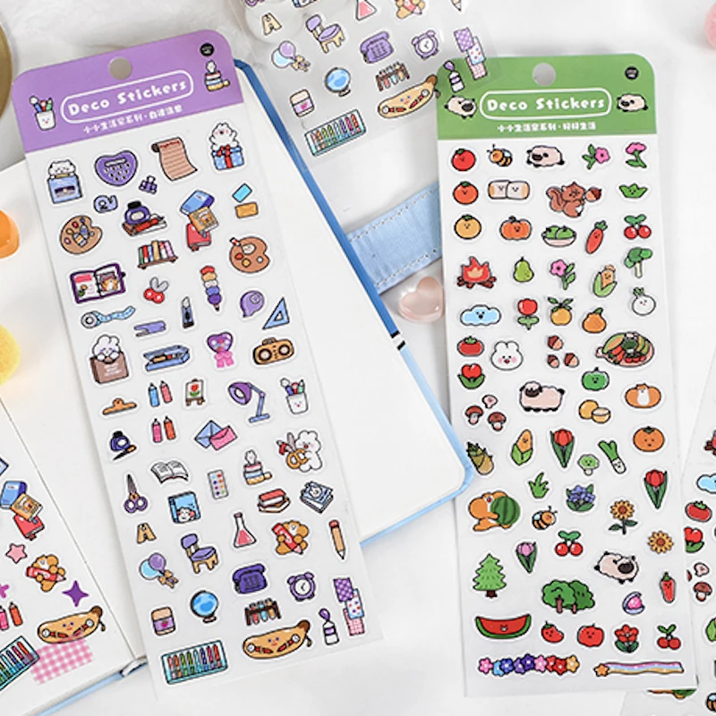 Cute Daily Life Object Plastic Stickers for Scrapbooking Junk Journal Photo Album Decoration DIY Handicraft Stationery Supplies