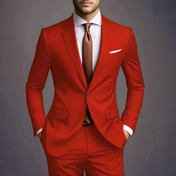 2026 New Luxury Elegant Men's Suits 2 Piece Set Fashion Korean Casual Slim Fit Social Groom Wedding Tuxedo 5